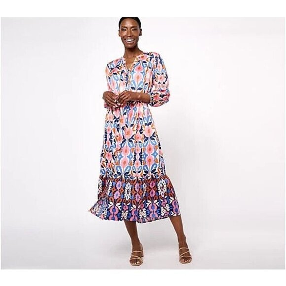 Destination 365 Petite Printed Button-Front Dress with Belt Pearl Pink,Petite M - Picture 1 of 1